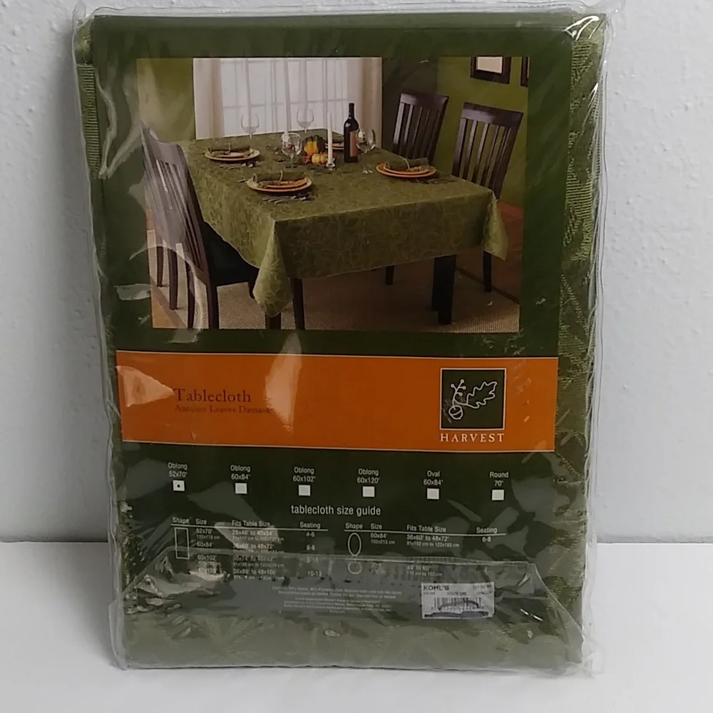 Harvest Tablecloth Autumn Leaves Damask 52x70